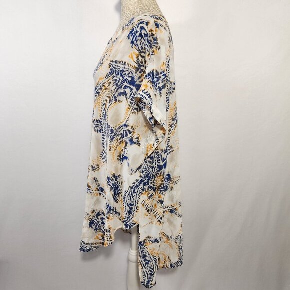 Chico's Size 3/16 Sheer Chiffon Paisley Print Short Sleeve Bat Wing Pullover Top - Picture 9 of 14